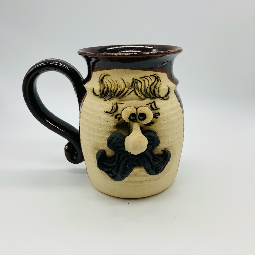 Vintage Tiegland Bradford 3D Funny Mans Face Moustache Coffee Mug